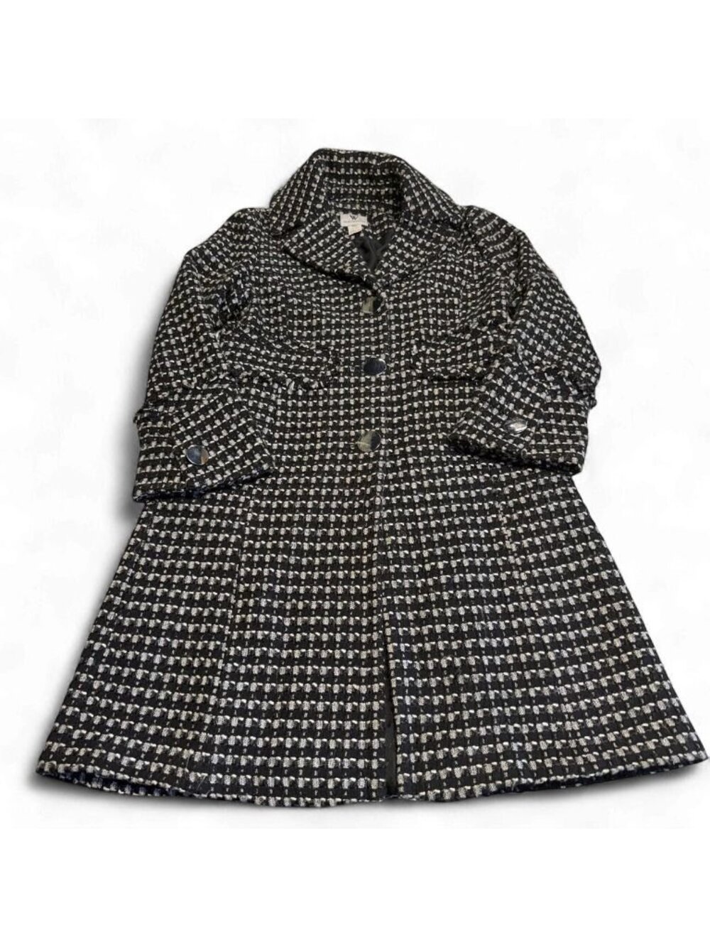 Vintage Y2K Worthington Tweed Houndstooth Trench Coat Womens Small Preppy Winter